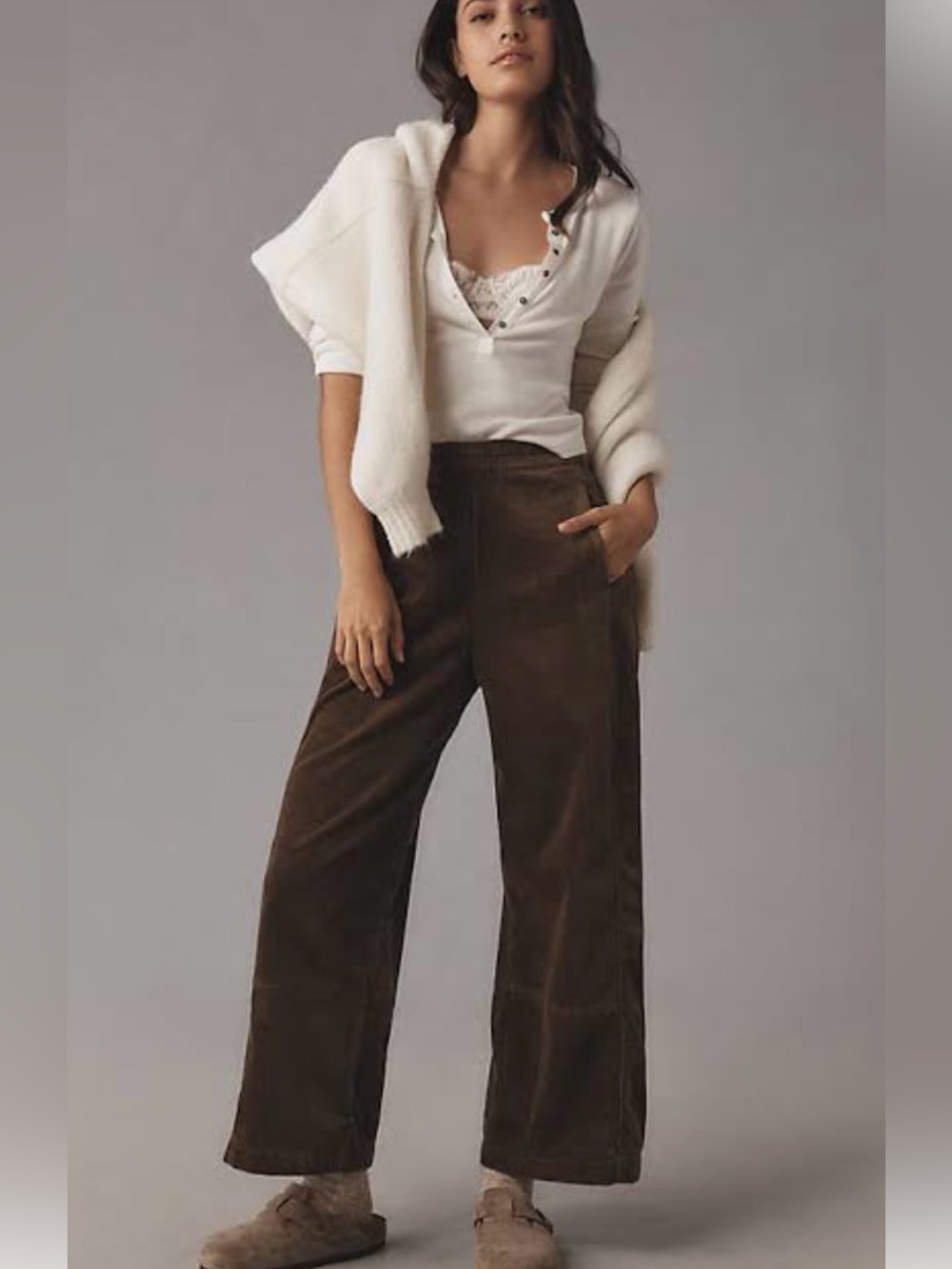 NWT Anthropologie Pilcro Izzie moss cord barrel pull on pant XS